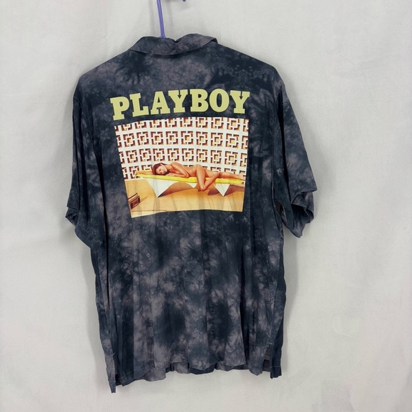 Playboy x PacSun Shirt Mens Small Button Up Bunny Logo Photo Girl Tie Dye Casual - Picture 1 of 11